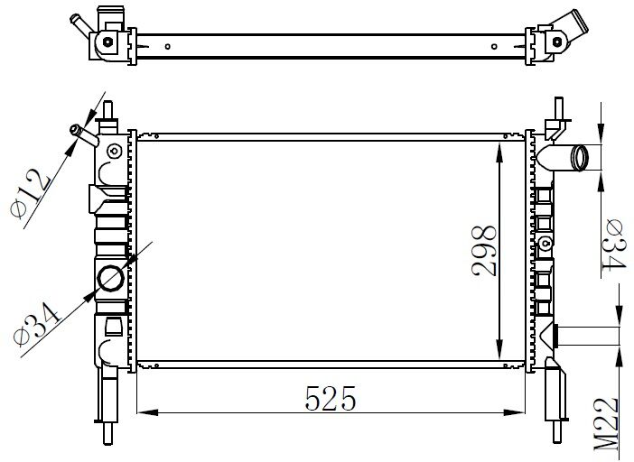 RADYATÖR BRAZİNG ASTRA F 1.4I-1.6I KLİMASIZ MEK 525x298x22