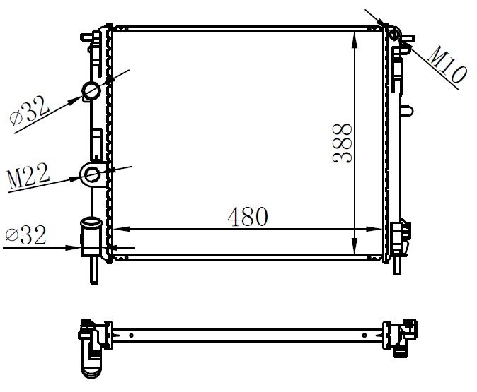RADYATÖR BRAZİNG KALIN TİP RENAULT CLİO 1.2-1.4 KNG 1.5 SYMBOL 480X388X26 MEK.