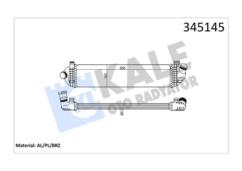 TURBO RADYATÖRÜ INTERCOOLER VOLVO C30 06-12 -S40 04 > V50 04 > 1.6D-2.0D- C70 2.0D 08 > 658x157