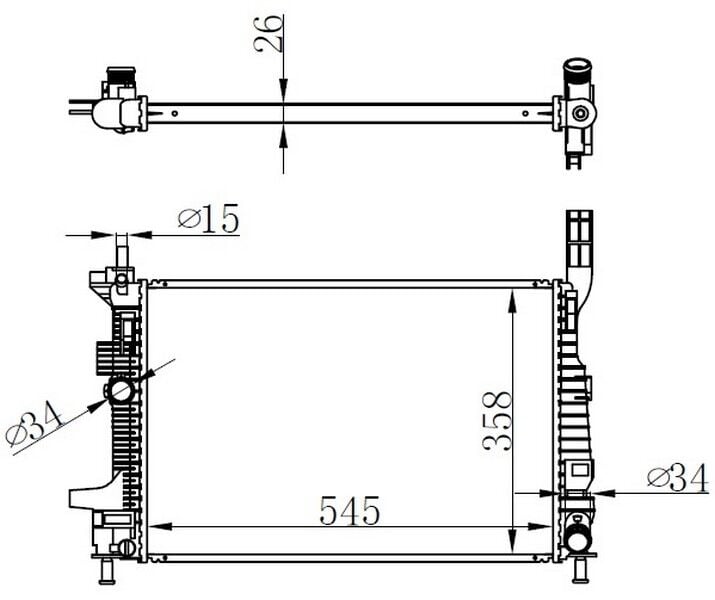 MOTOR SU RADYATORU FOCUS III 1.5TDCI 1.6TDCI 95PS 115PS 12>YENI CONNECT 14> 1.5TDCI 1.6 TDCI OLCU 545 358 26