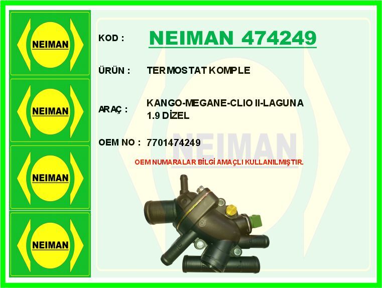 TERMOSTAT KOMPLE KANGO-MEGANE-CLIO II-LAGUNA 1.9 DİZEL