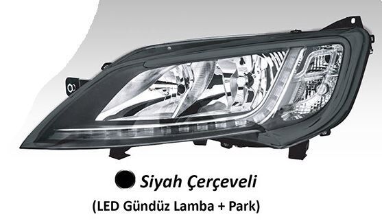 FAR MOTORLU SOL - SİYAH ÇERÇEVELİ LED BALLAST HARİÇ DUCATO MAXI -P.BOXER - C.JUMPER 14 >