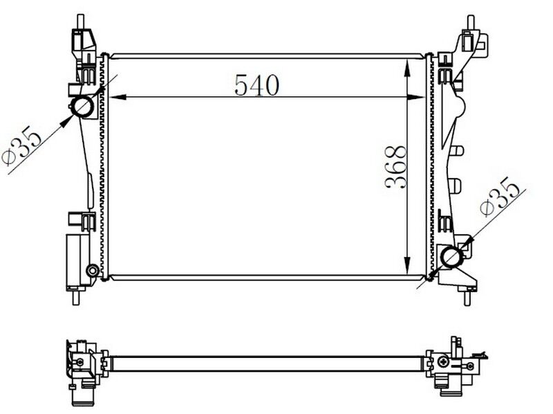 RADYATÖR BRAZİNG GRANDE PUNTO 1.2-1.4 1.4 16V 05 > AC KLİMALI MEK OTOM 540x368x26