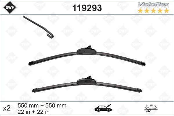 SILECEK SUPURGESI TAKIMI 550mm / 550mm LAND ROVER DISCOVERY III-IV L319 RANGE ROVER P38A L320 SWF