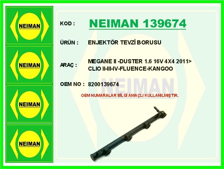ENJEKTÖR TEVZİ BORUSU MEGANE II -DUSTER 1.6 16V 4X4 2011> CLIO II-III-IV-FLUENCE-KANGOO
