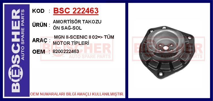 AMORTİSÖR TAKOZU ÖN SAĞ-SOL MEGANE II 02> SCENIC II 02> TÜM MOTOR TİPLERİ