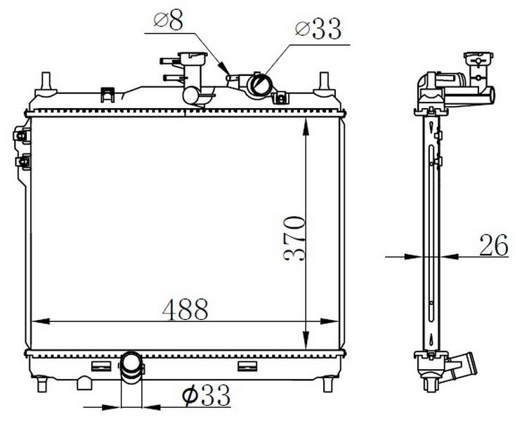 RADYATÖR BRAZİNG GETZ 1.5 CRDI 03> MEK KLİMASIZ 495x370