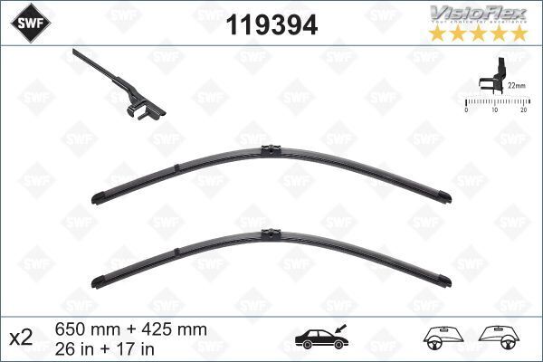 SİLECEK SÜPÜRGESİ ÖN TAKIM FORD FOCUS 04> ÖLÇÜLERİ: 430 / 650 MM