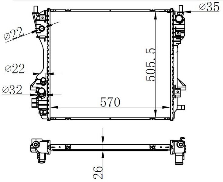 RADYATOR BRAZİNG MT 570X505X26 XF 2.7D/3.0D 09