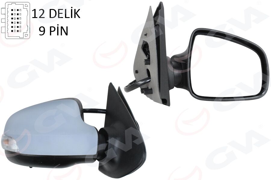 DIŞ DİKİZ AYNA SAĞ CLIO SYMBOL 13 > ASTARLI KAPAK ÜÇGEN AYAK ELEKTRİKLİ SİNYALLİ REZİSTANSL I - SENSÖRLÜ 9 PİN