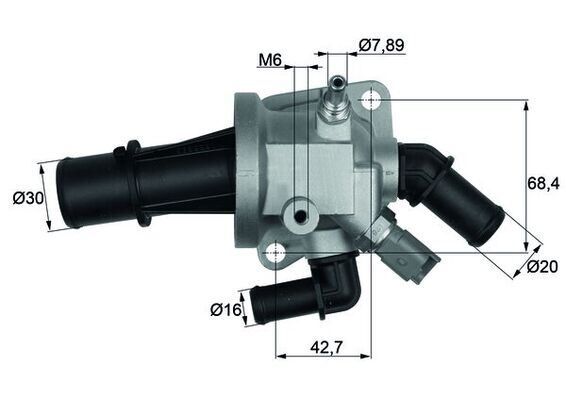 TERMOSTAT 88 C FIAT ALBEA 03>09 DOBLO 02> PANDA 04> PUNTO 03>12 500 07> OPEL COMBO C 05>12 CORSA C 05>10 MERIVA A 03>10 1.3D MJET 1.3 CDTI