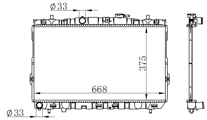 RADYATÖR BRAZİNG ELANTRA 00> AC KLİMASIZ MEK 380x658x16