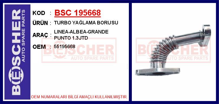 TURBO YAĞLAMA BORUSU LINEA-ALBEA-GRANDE PUNTO 1.3JTD