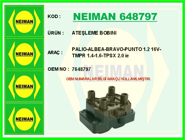 ATEŞLEME BOBINI PALIO-ALBEA-BRAVO-PUNTO 1.2 16V-TMPR 1.4-1.6-TPSX 2.0 ie