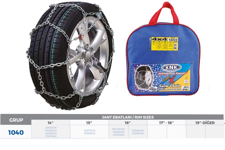 PATİNAJ ZİNCİRİ 4x4 JEEP - MİNİBÜS VE HAFİF TİC.ARAÇ 14-15-16 ZİNCİR EBATLARI İÇİN RESİME BAKINIZ