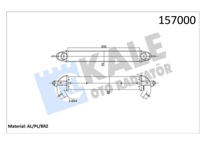 TURBO RADYATÖRÜ INTERCOOLER DOBLO 1.9 JTD 01> 500x70x85 AL AL SİSTEM