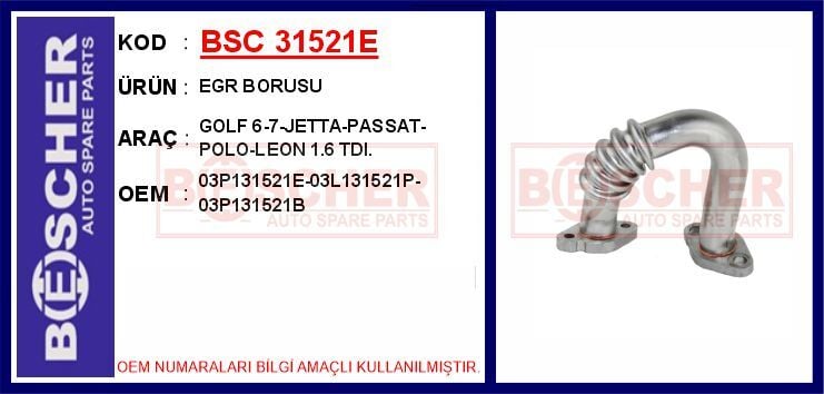 EGR BORUSU GOLF 6-7-JETTA-PASSAT-POLO-LEON 1.6 TDI.