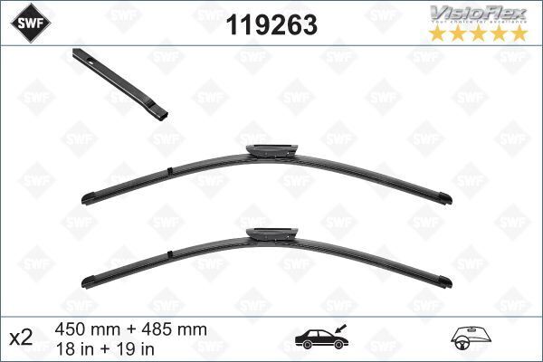 SİLECEK 45 48.5 X2 FLATBLADE MİNİ R55 12 >R56 10 > F56 13 > R57 10 > R58 11 > R59 12 >