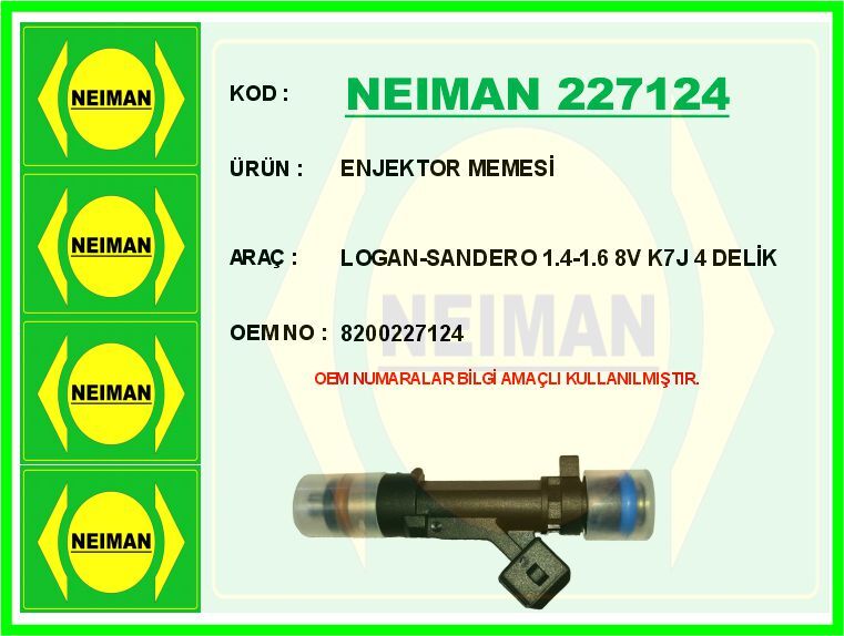 ENJEKTÖR MEMESİ RENAULT CLIO SYMBOL 02> DACIA LOGAN 06> SANDERO 08> 1.4-1.6-8 VALF K7J