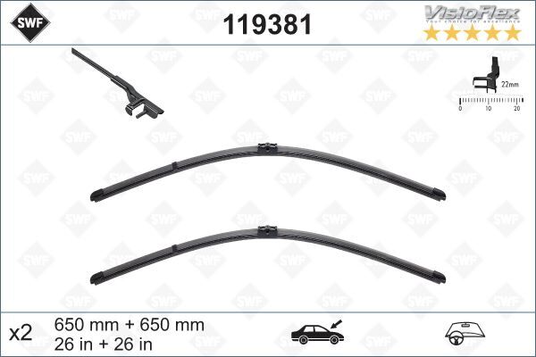 SILECEK SUPURGESI TAKIMI 650mm / 650mm MERCEDES C219 W211 S211 . PORSCHE CAYENNE . VW TOUAREG SWF