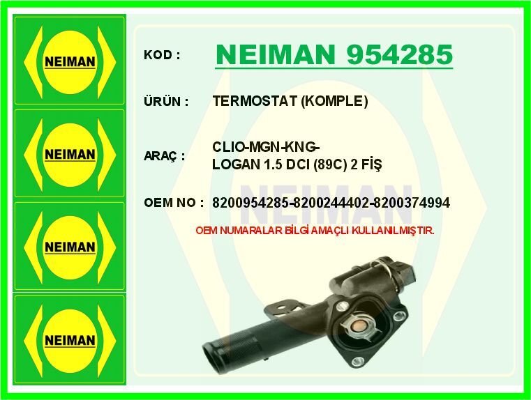 TERMOSTAT 89C KOMPLE / MÜŞÜRLÜ RENAULT CLIO-MEGANE-KANGOO-LOGAN 1.5dCi