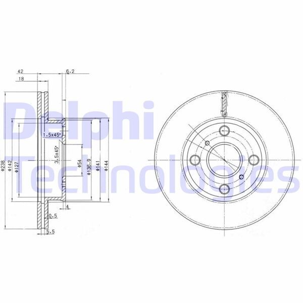 ÖN FREN DİSKİ HAVA KANALLI TOYOTA COROLLA 1.3L 2E EE100 95-98 / 1.6L 4A-F AE92 88-92 238 ÇAP X 4 BİJON - Takım disk fiyatıdır