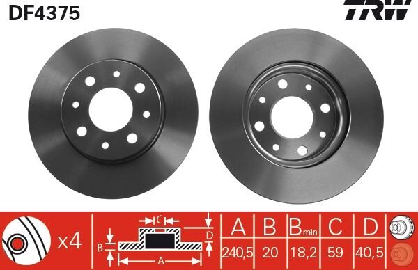 ON FREN DISKI FIAT 500 08> 500C 09> PANDA 12> FORD KA 1.3 TDCİ 09> 0.9-1.2-1.4-1.3DMTJ 240.5