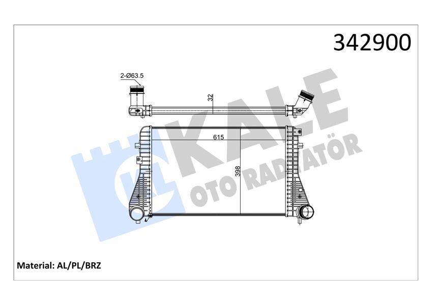 TURBO RADYATÖRÜ INTERCOOLER PASSAT-TIGUAN-SHARAN-ALHAMBRA 2.0TDI 08 > 615X398X32 AL-PL-BRZ
