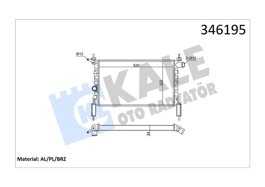 RADYATÖR ASTRA F 1.4I-1.6I KLİMASIZ MEK 525x298x22 AL/PL/BRZ