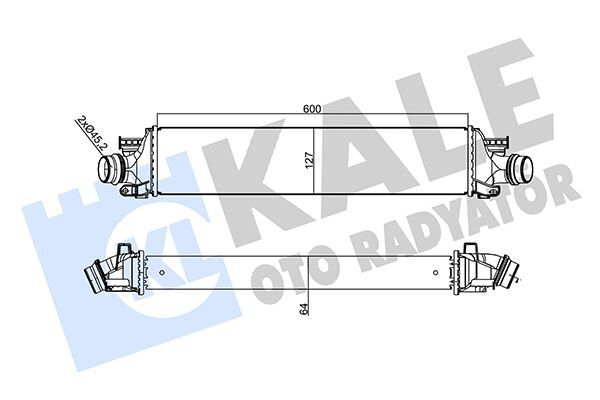TURBO RADYATORU INTERCOOLER CHEVROLET AVEO 1.4/ 1.3D 12 > 600x129x64 AL/BRZ 600X127X64