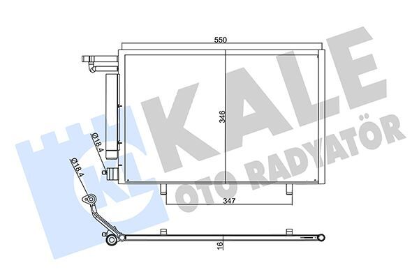 KLİMA RADYATÖRÜ FORD BMAX-FİESTA 08> DİZEL-BENZİNLİ KURUTUCULU 550mm-345mm-16mm 45MM. UZUNLUK: 550