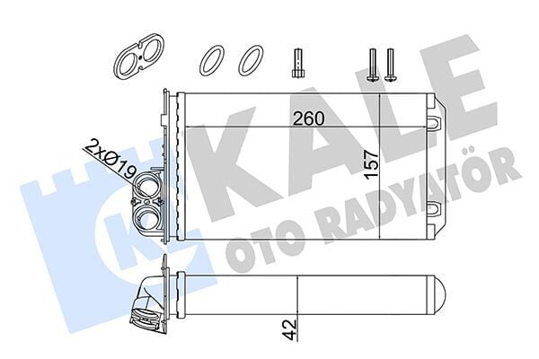 KALORİFER RENAULT TRAFIC II-OPEL VIVARO A-NISSAN PRIMASTAR 1.9/2.0/2.5DCI 01 > CONTA İLAVELİ AL/MKNK 260X157X42 93198689