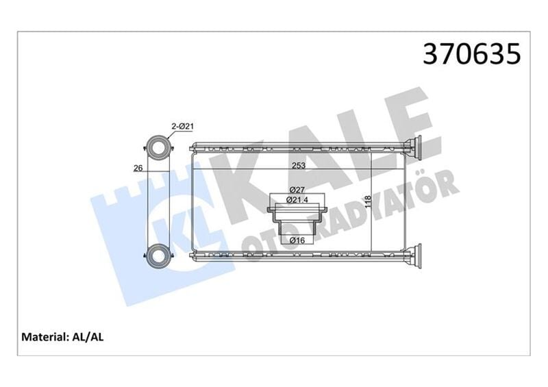 KALORİFER RADYATÖRÜ SUBARU FORESTER IMPREZA XV 08 >BORUSUZ BRAZING AL-AL 118X253x2635