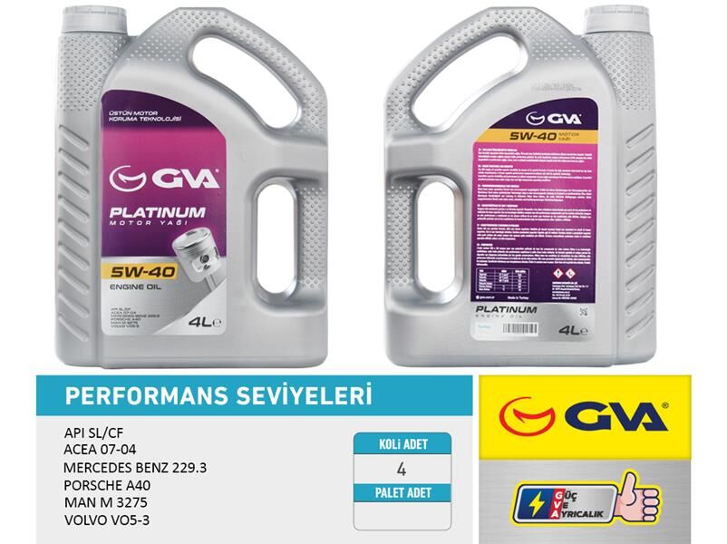 MOTOR YAĞI 5W40 4 LT PLATINUM TAM SENTETİK API SL/CF