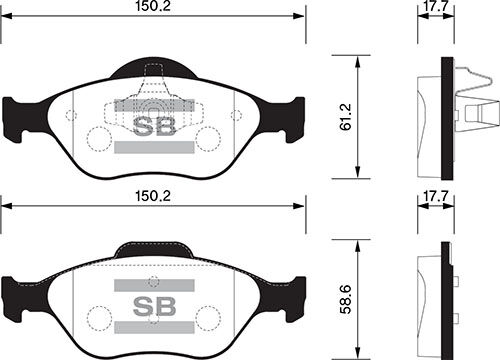 ÖN BALATA FIESTA 1.4TDCİ ABSLİ 00 > FUSION 02 > MAZDA 121 96 > MAZDA 2 03>