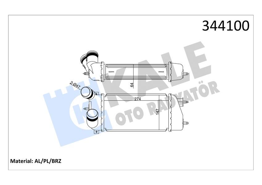 TURBO RADYATÖRÜ INTERCOOLER C3 02 > 1.4HDI 16V AL/PL/BRZ 275x147x64