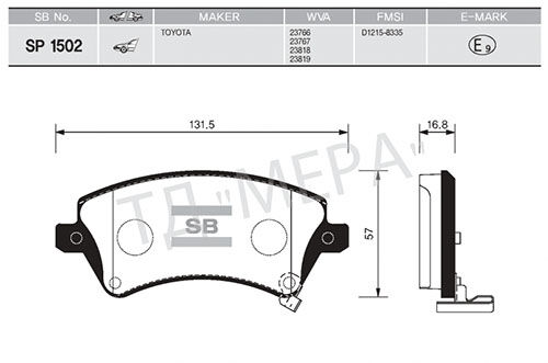 ÖN FREN BALATA TOYOTA COROLLA 1.4L 1.6L 4ZZ-FE 3ZZ-FE ZZE120 ZZE121 VVTi 02-06 / 1.4L 1NDTV NDE120 04-06