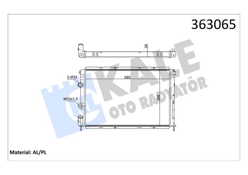 BRAZING VERSİYONU KL128000 RENAULT MEGANE I BA0/1 1.4İ 16V 96<03 MT MEKANİK 585X398X34 SU RADYATÖRÜ