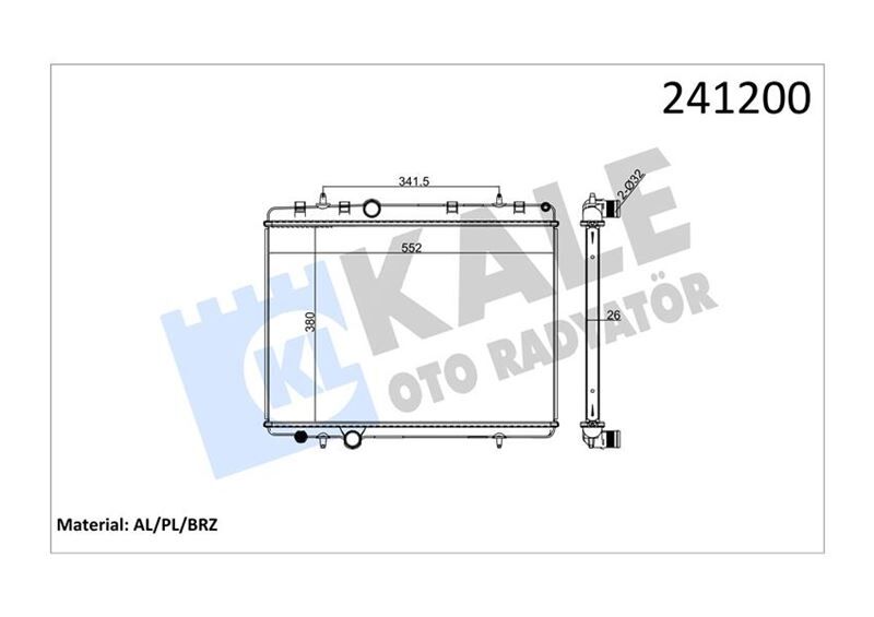 RADYATÖR 407 04>C5 04>1.6HDI 2.2 16V AC MEK 552x380x26 1 SIRA ALB SİSTEM