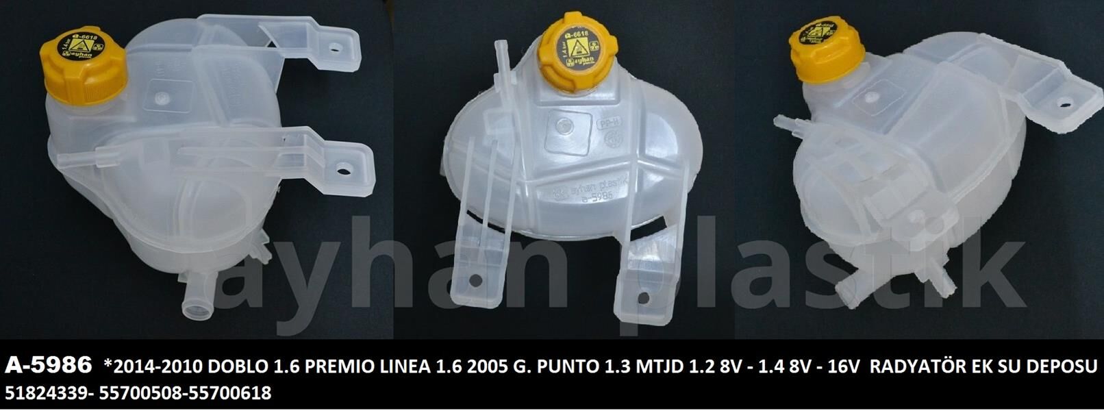GENLEŞME KAVANOZU KAPAKLI FIAT GRANDE PUNTO 05> LİNEA 09> DOBLO 09> 1.3D MJET 1.4 RADYATÖR YEDEK SU DEPOSU