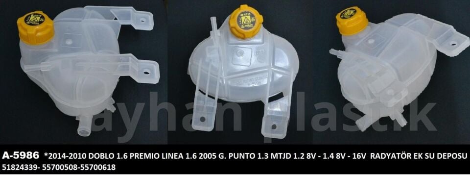 GENLEŞME KAVANOZU KAPAKLI FIAT GRANDE PUNTO 05> LİNEA 09> DOBLO 09> 1.3D MJET 1.4 RADYATÖR YEDEK SU DEPOSU