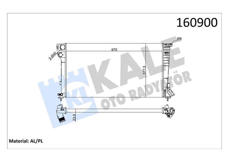RADYATÖR PARTNER-BERLINGO-XSARA-306 1.9DZL DW8 98-02 KLİMASIZ MEK 670x377.5x23 2 SIRA AL PL